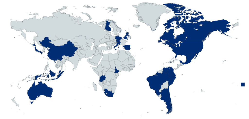 塔博尔学生的全球地图